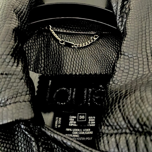 Laurel by Escada Pebbled Belted Black Leather Jacket, US6/8 - Picture 4 of 11